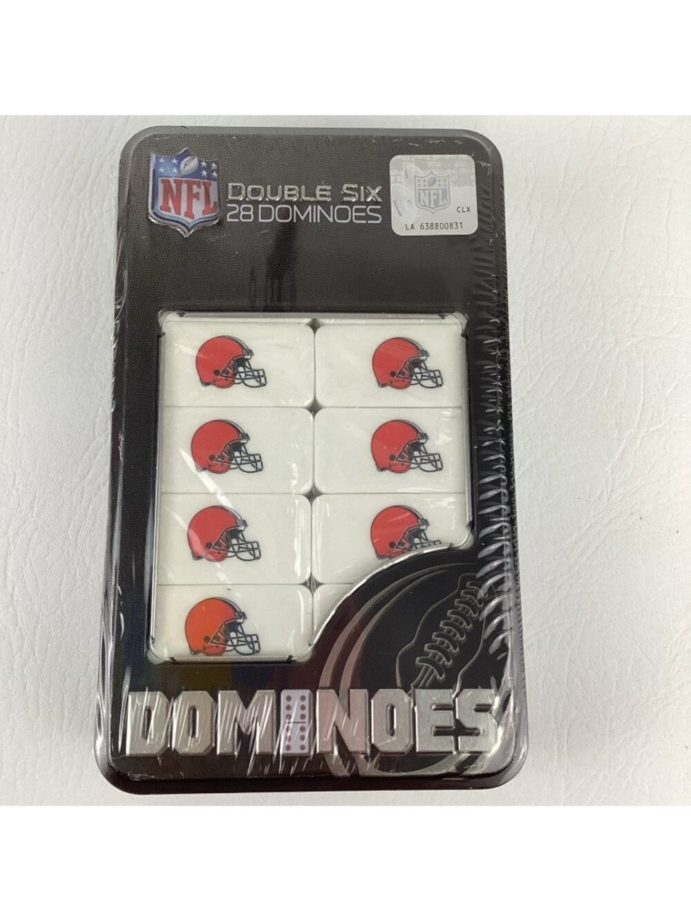 Cleveland Browns Double Six Dominoes Game Set NFL Football Storage Tin New